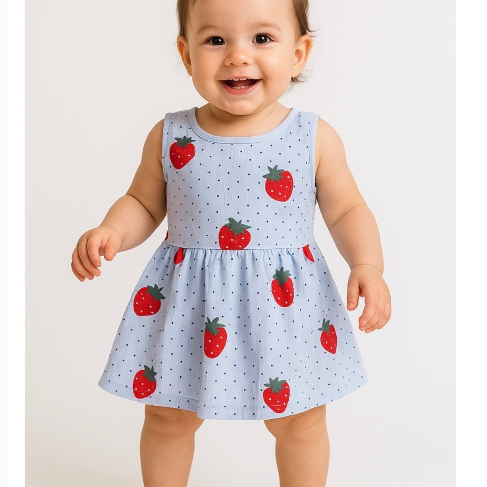 Strawberry Print Kids Dress